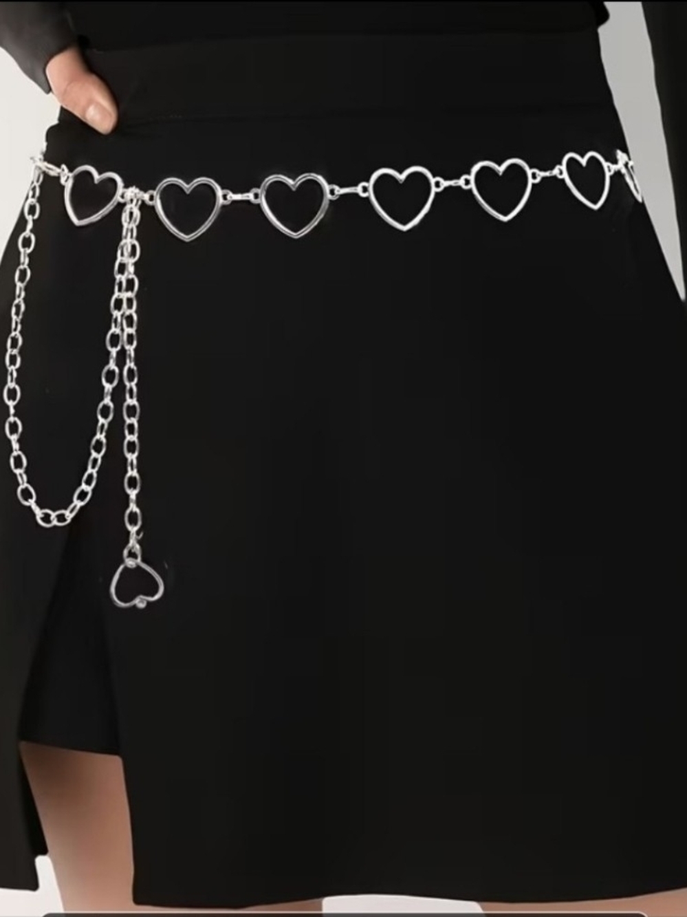 Silver Heart Link Chain Belt - Women's Silver Waist Chain
